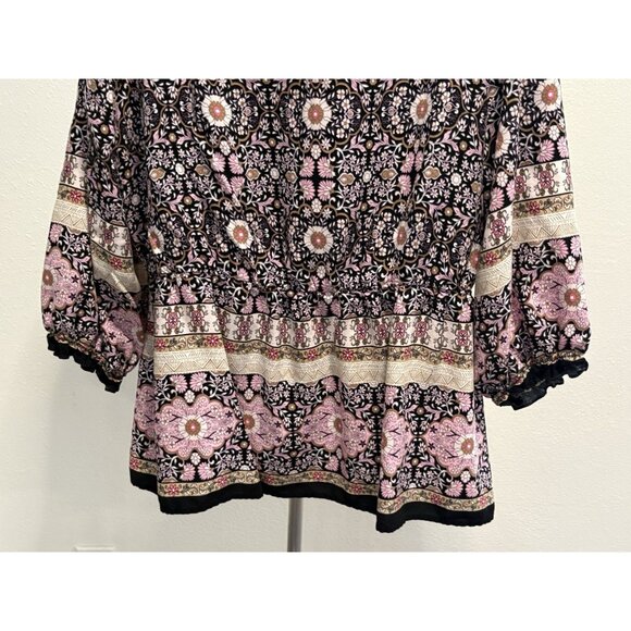 Cato Womans Size 18/20 Pullover Blouse Peasant Long Sleeve Boho Bohemian - Picture 8 of 11